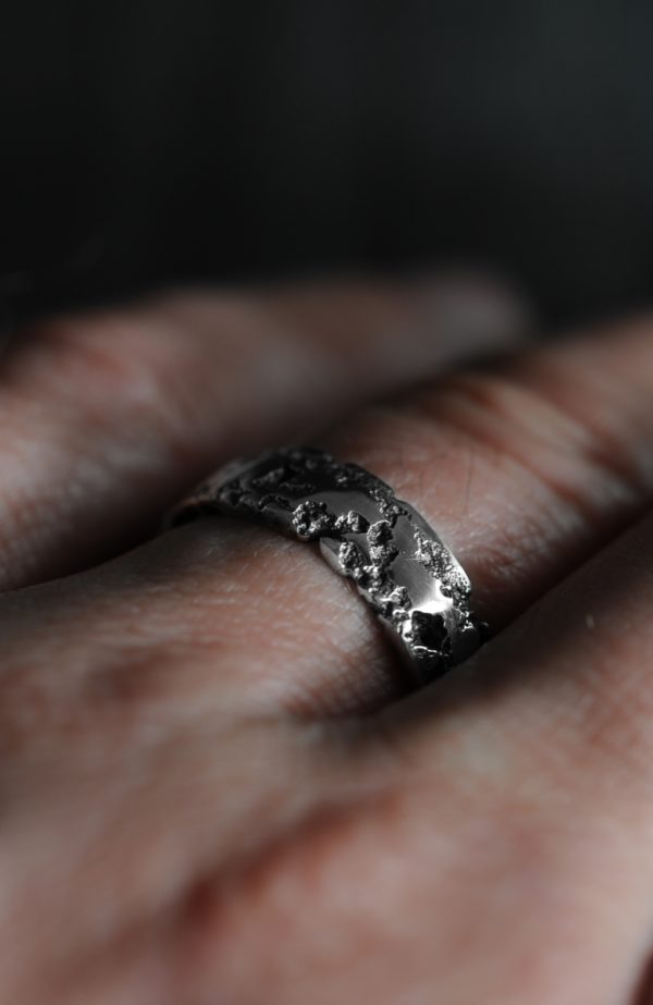 Sand cast silver ring - rough ring - Archeo ver.1 - image 1