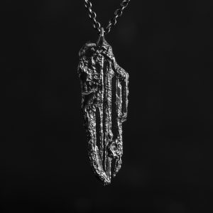 Rough silver necklace - sand cast pendant - main image