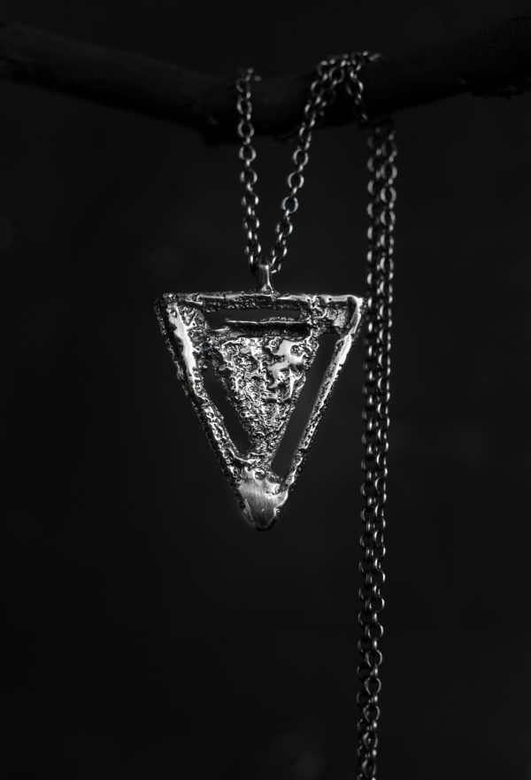 Rough triangular necklace - sand cast pendant - image 2
