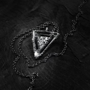 Rough triangular necklace - sand cast pendant - main image