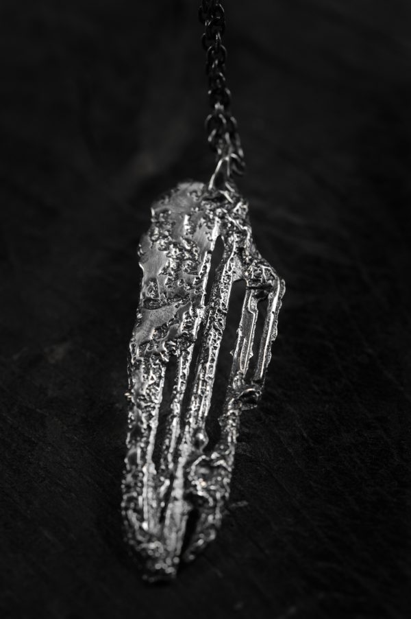 Rough silver necklace - sand cast pendant - image 3