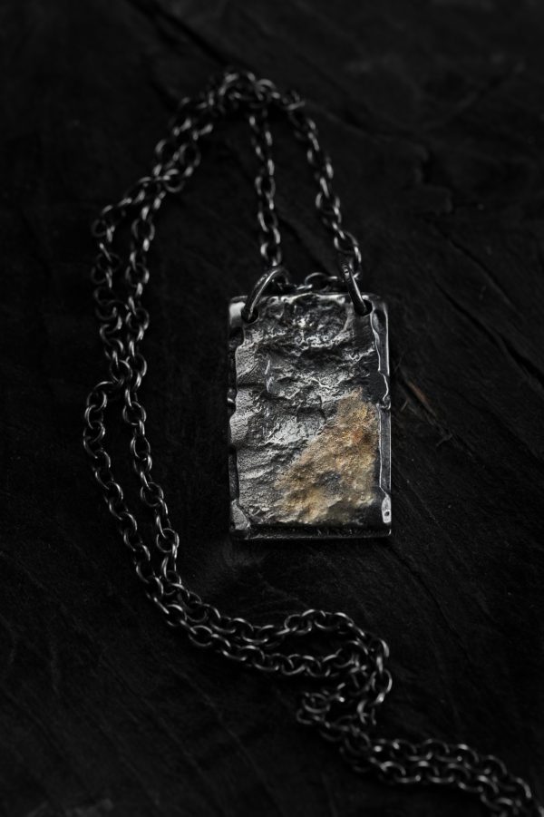 Dog Tag Necklace - sterling silver, with a 14K gold touch- main image.