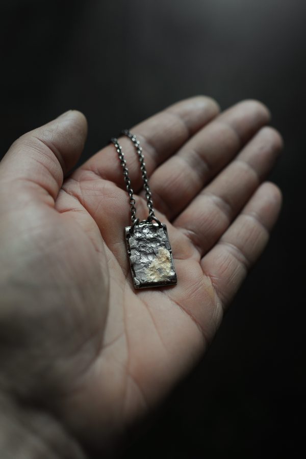 Dog Tag Necklace - sterling silver, with a 14K gold touch- image 1
